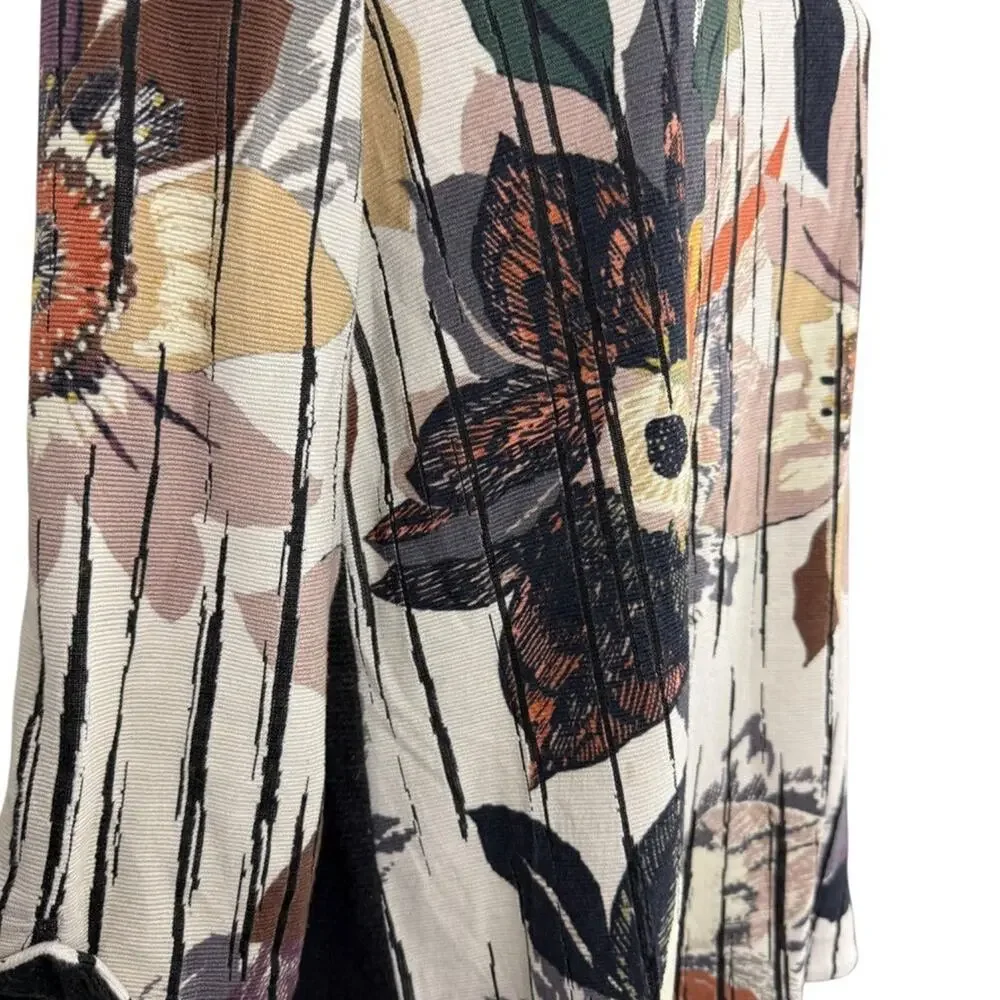 John Mark Womens Floral Long Sleeve Oversized Longline Pullover Sweater sz M
